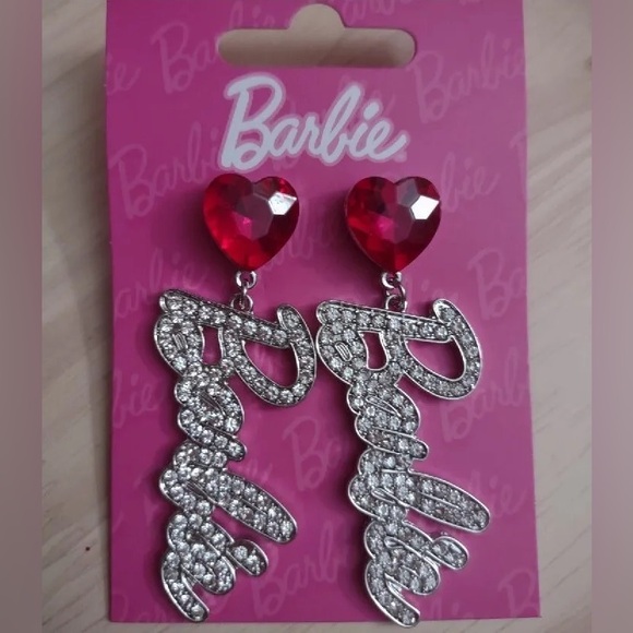 Barbie Doll Movie Fashionista Pink Silver Rhinestone Earring - Picture 3 of 7